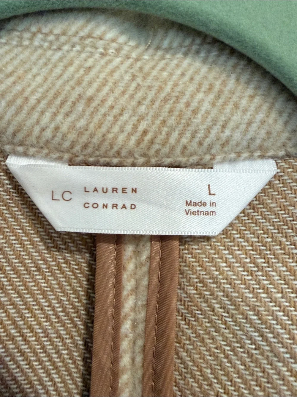 LC Lauren Conrad Beige Single-Button Pea Coat
